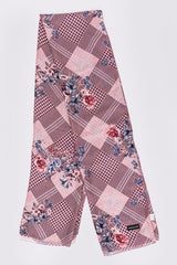 Women's Lightweight Head Scarf in Pink Mixed Check and Floral Print