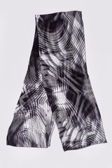 Women's Silk Satin Head Scarf in Black & White Print