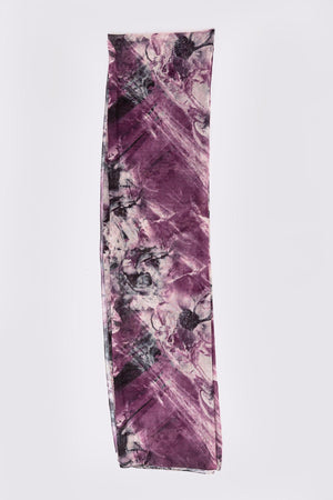 Women's Lightweight Satin Head Scarf in Purple Abstract Floral Print