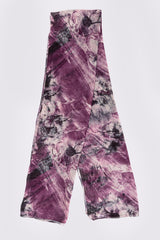 Women's Lightweight Satin Head Scarf in Purple Abstract Floral Print