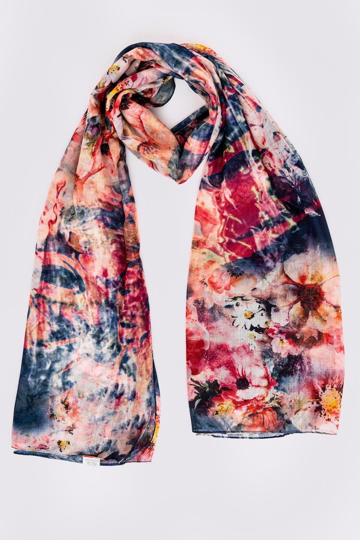 Women's Lightweight Satin Head Scarf in Pink Abstract Floral Print