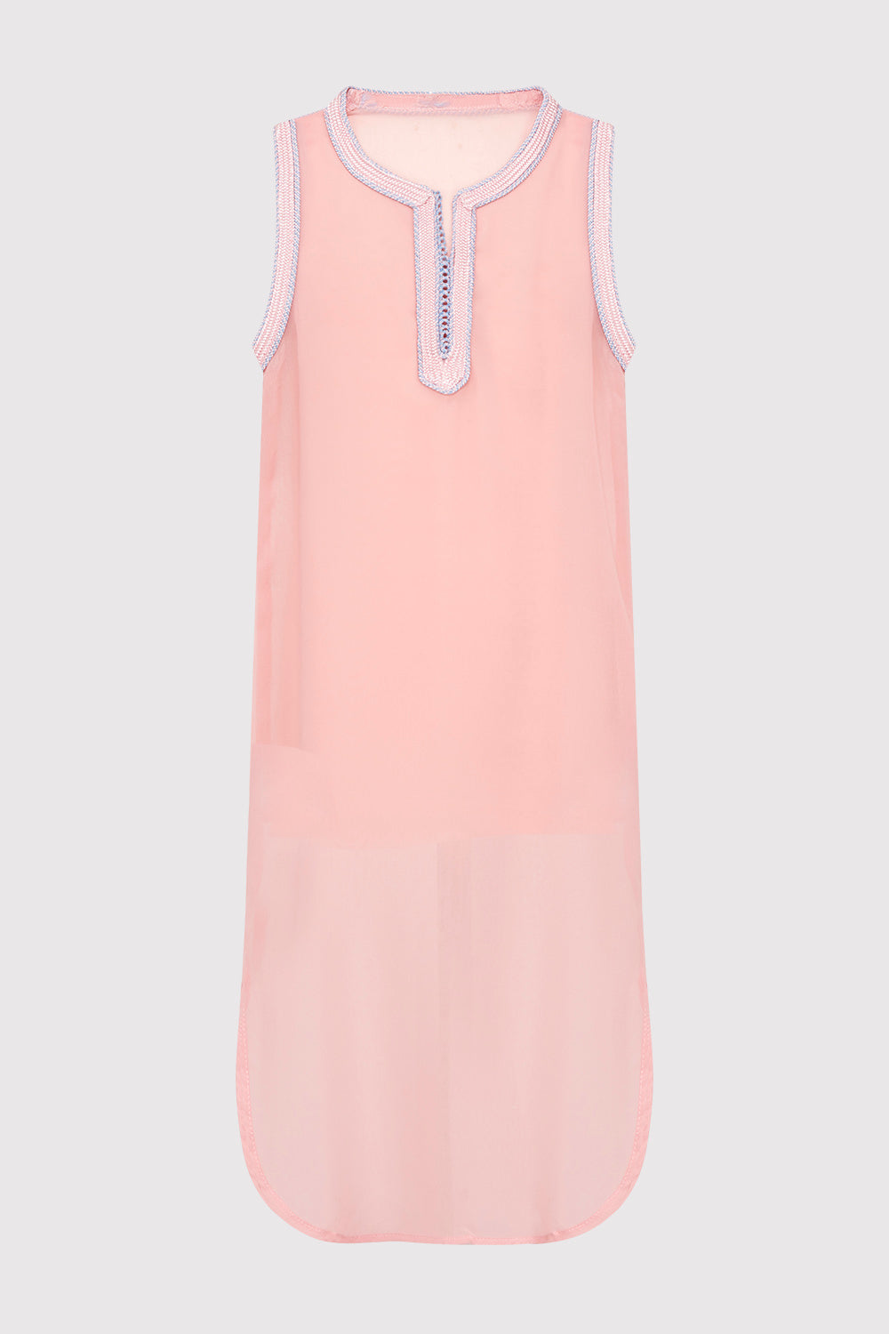 Gandoura Ouarda Girl's Sleeveless V-Neck Dress and Rope Belt in Sky Blue and Pink (2-12yrs)