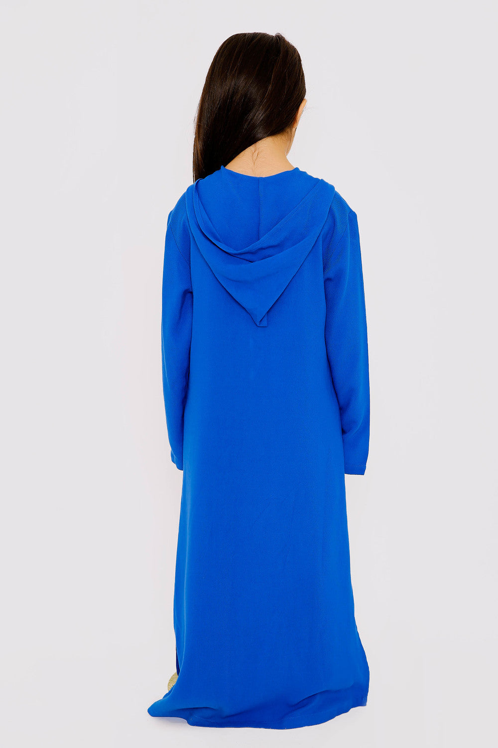 Djellaba Cherifa Girl's Long Sleeve Hooded Maxi Dress Kaftan in Royal Blue