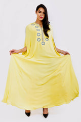 Kaftan Fenna Split Sleeve Tunic Loose Maxi Dress Gandoura in Yellow