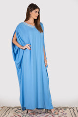 Gandoura Eloise lace-up dress in sky blue - diamantine-uk