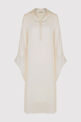 Gandoura Elva collared dress in white - diamantine-uk