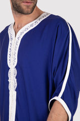 Gandoura Imrane Men's Short Sleeve Robe in Blue - diamantine-uk