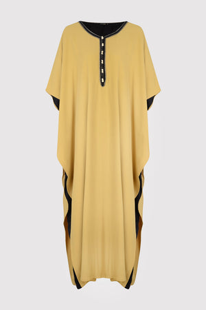 Kaftan Simone Caped Cropped Sleeve Long Layered Maxi Dress in Lime Green