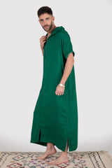 Gandoura Vanity Men's Hooded Robe Casual Short Sleeve Thobe in Green