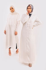 Djellaba Alya Hooded Maxi Dress Kaftan in White