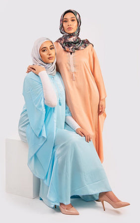 Kaftan Cherine Satin Dress in Sky Blue