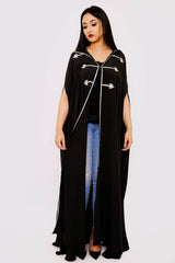 Selham Princesse Full-Length Hooded Traditional Cape in Black