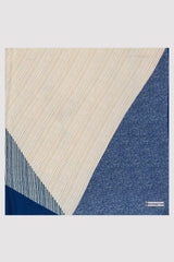 Silk Satin Scarf in Blue & Beige Print