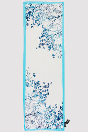 Premium Crepe Scarf in White & Turquoise Print