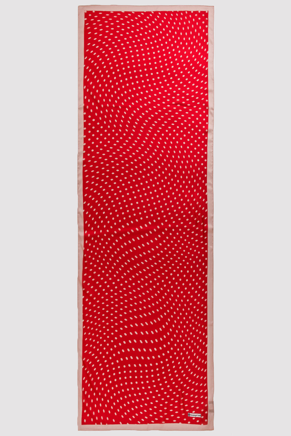 Silk Satin Scarf in Red & Beige Print
