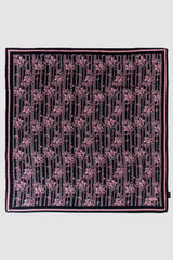 Silk Satin Scarf in Black & Purple Print