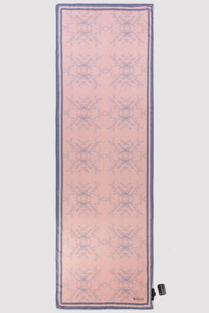 Silk Satin Scarf in Pink & Grey Floral Print