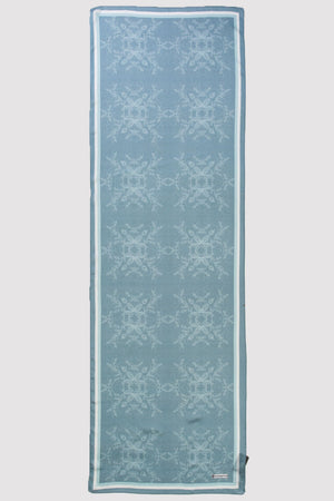 Silk Satin Scarf in Grey Floral Print