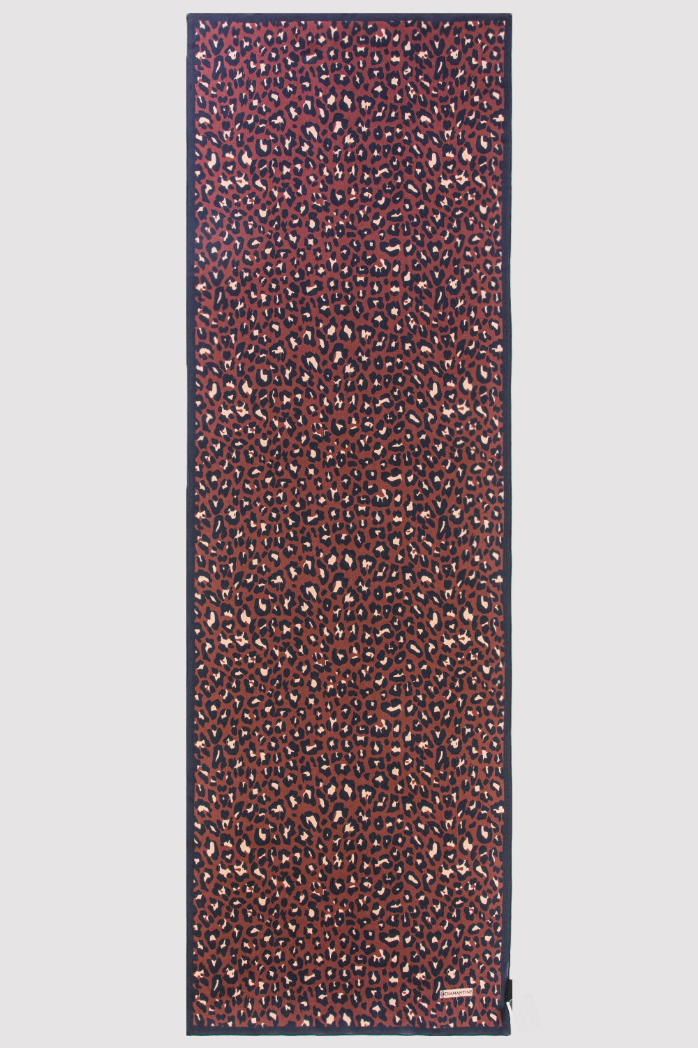 Silk Satin Scarf in Burgundy & Black Leopard Print