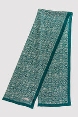 Silk Satin Scarf in Green Leopard Print