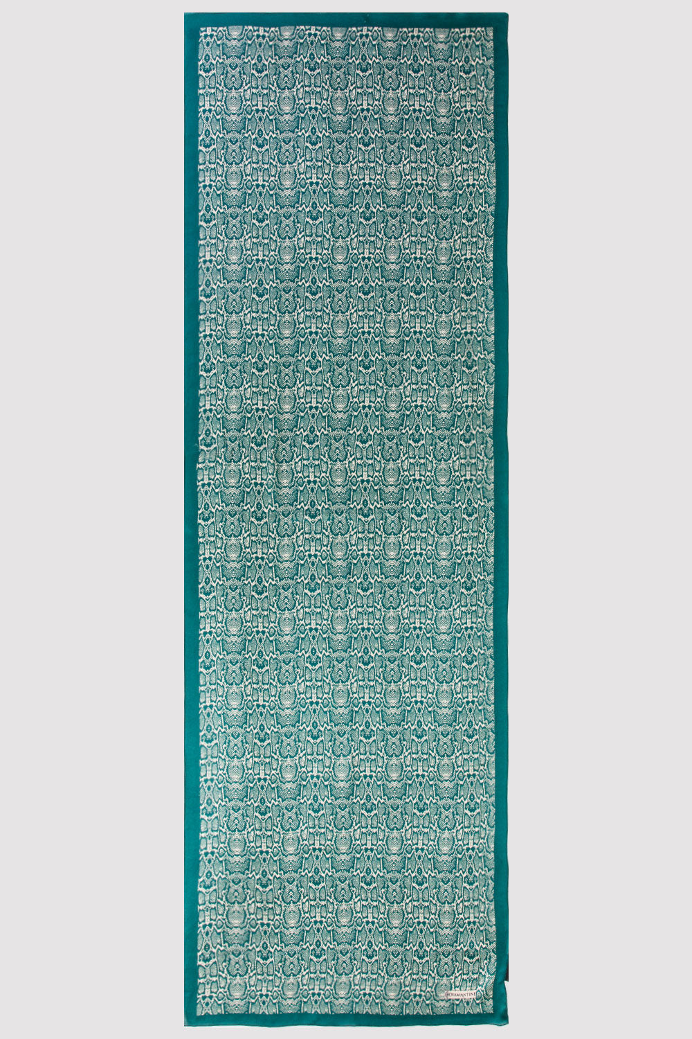 Silk Satin Scarf in Green Leopard Print