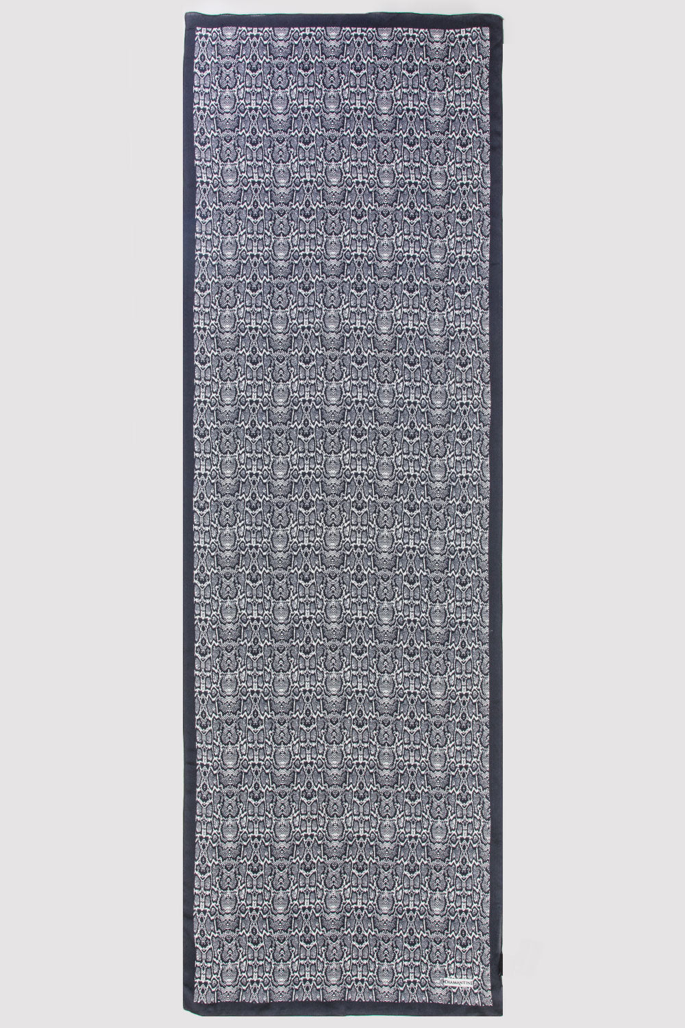Silk Satin Scarf in Black & White Leopard Print