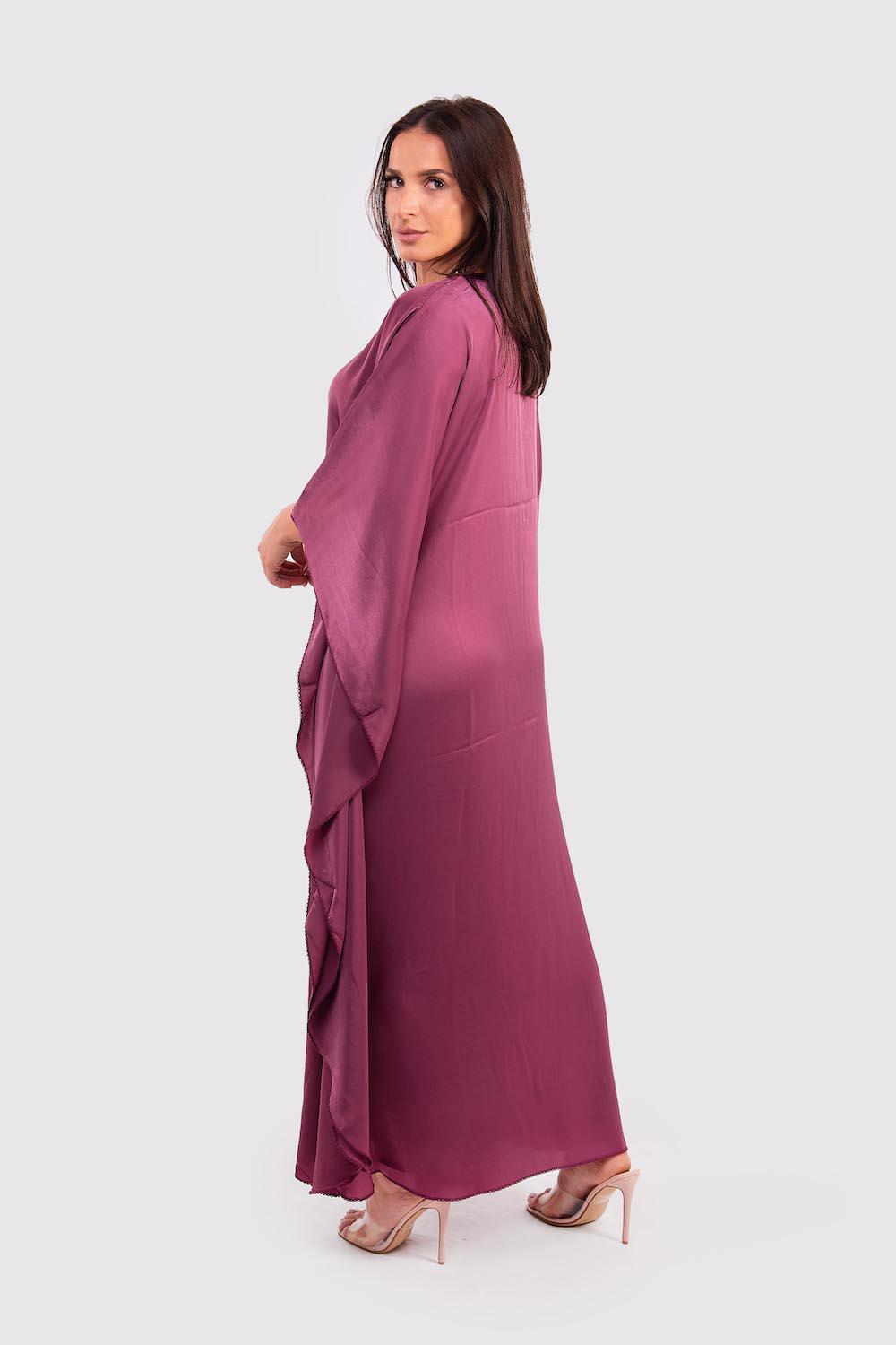 Kaftan Cherine Satin Dress in Purple