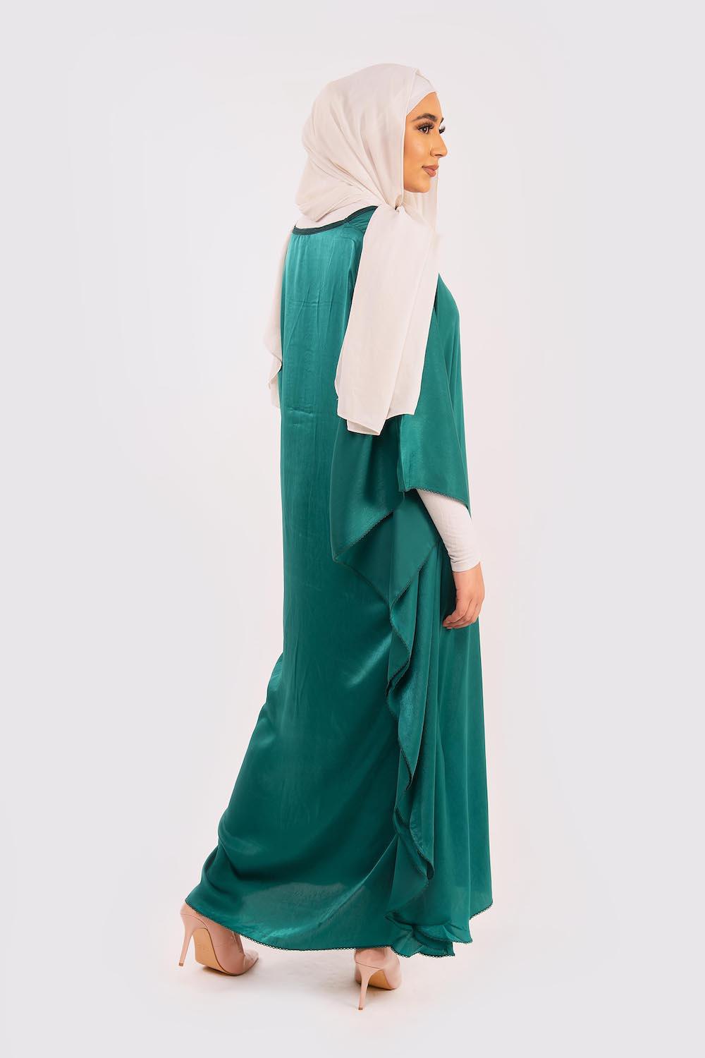 Kaftan Cherine Satin Dress in Green