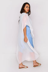 Jabador Marisa Short Sleeve Maxi Length 3-Piece Co-Ord Set In Sky and White