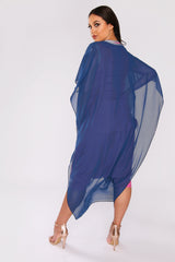 Jabador Marisa Short Sleeve Maxi Length 3-Piece Co-Ord Set In Fuschia and Blue
