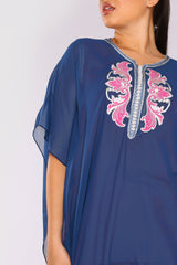 Jabador Marisa Short Sleeve Maxi Length 3-Piece Co-Ord Set In Fuschia and Blue