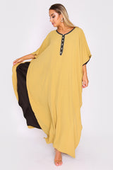 Kaftan Simone Caped Cropped Sleeve Long Layered Maxi Dress in Lime Green