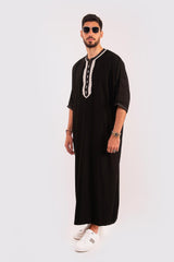 Jawad Men's Short Sleeve Gandoura Thobe in Black