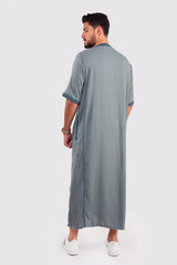 Fahd Men's Short Sleeve Gandoura Thobe in Grey