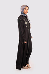 Djellaba Ouarda Hooded Embroidered Maxi Dress Kaftan in Black