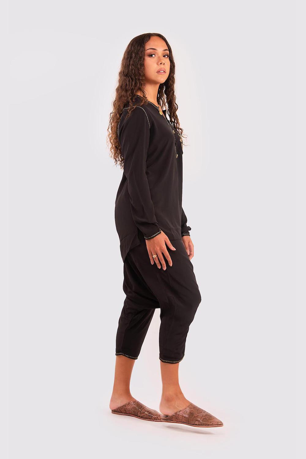 Morjana Jabador Co-Ord Set Top & Trousers in Black