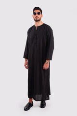 Cadi Men's Long Sleeve Full-Length Gandoura Thobe in Black